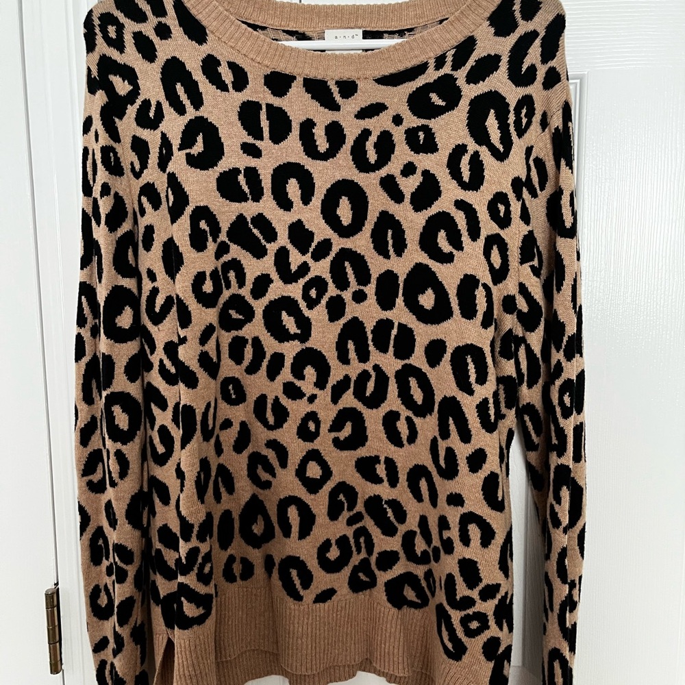 a new day Leopard Print Sweater - Black and Tan